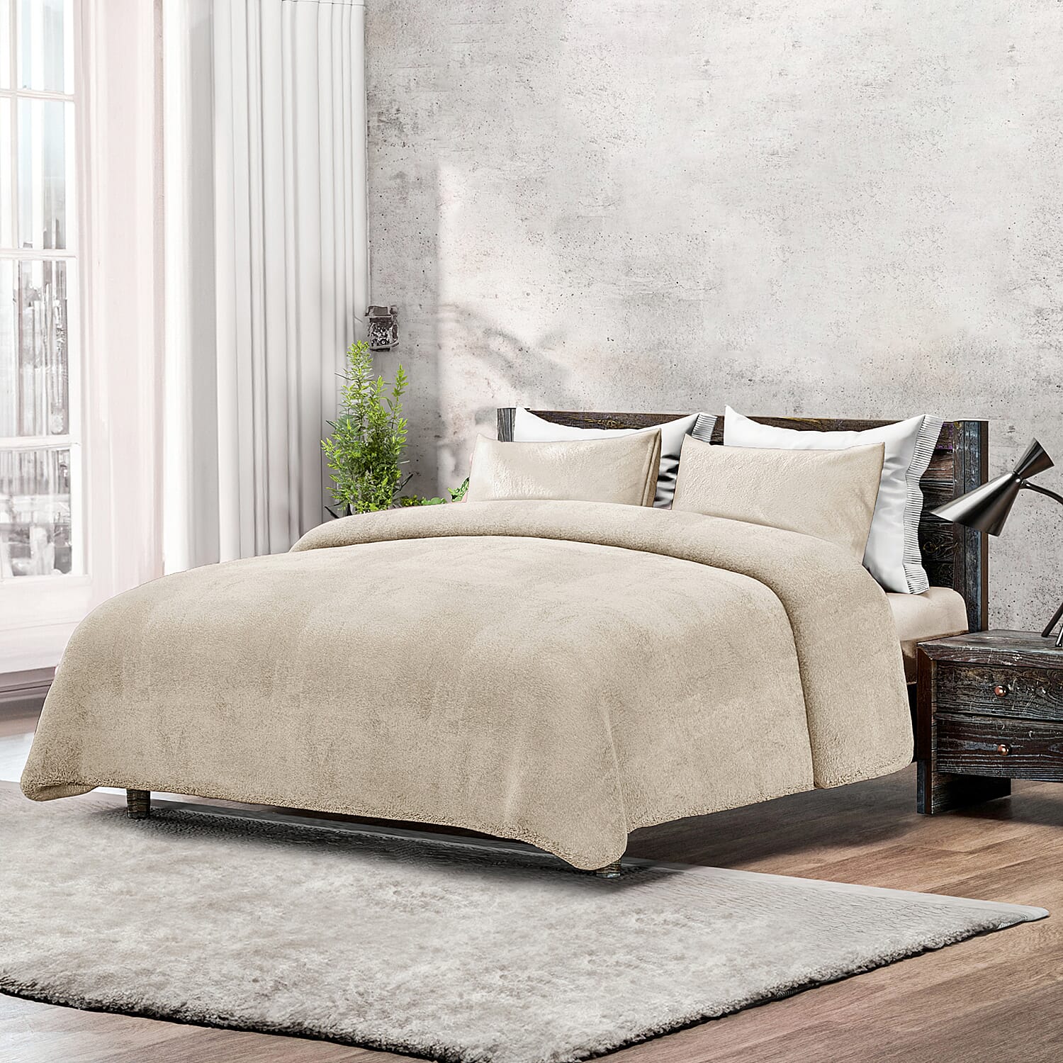 Sleep&Snuggle Fleece Duvet Cover with 2 Pillow Cases