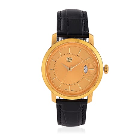 EON 1962 - Luxurious 24K Yellow Gold Swiss Movement 5 ATM Water Resistent Watch (39mm)