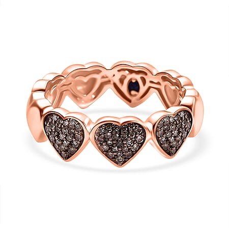 GP Collection Champagne Diamond Cluster Heart Band Ring in 18K Vermeil Rose Gold Plated Sterling Silver GP Collection Champagne Diamond Cluster Heart Band Ring in 18K Vermeil Rose Gold Plated Sterling Silver