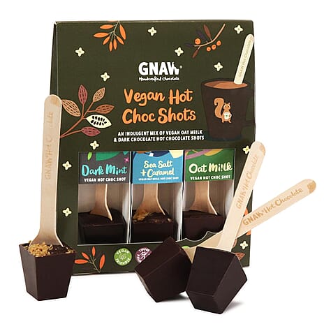 Gnaw Vegan Hot Chocolate Shots Gift Set - Dark Mint,  Oat Mi!lk With Sea Salt & Caramel, Oat Milk Swirl.