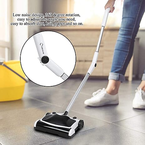 2-in-1 Electric Rechargeable MULTI-FUNCTIONAL Sweeper and Mop - Black - White