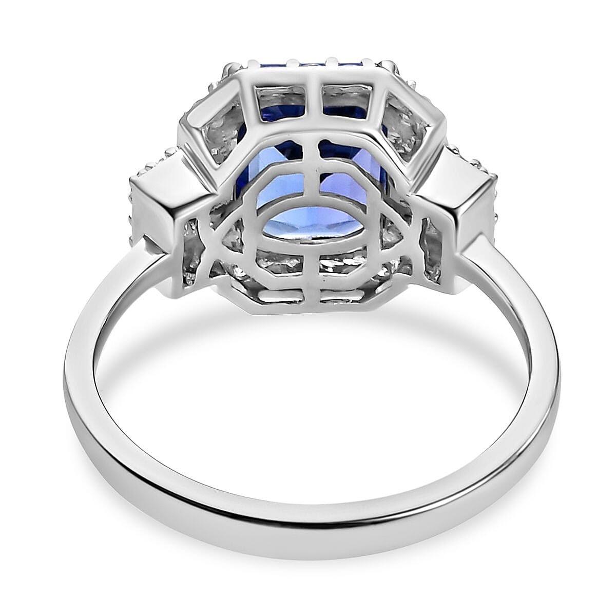 RHAPSODY 950 Platinum AAAA Tanzanite & White Diamond (EF-VS2) Ring 3.95 Ct, Platinum Wt. 6.00 Gms.