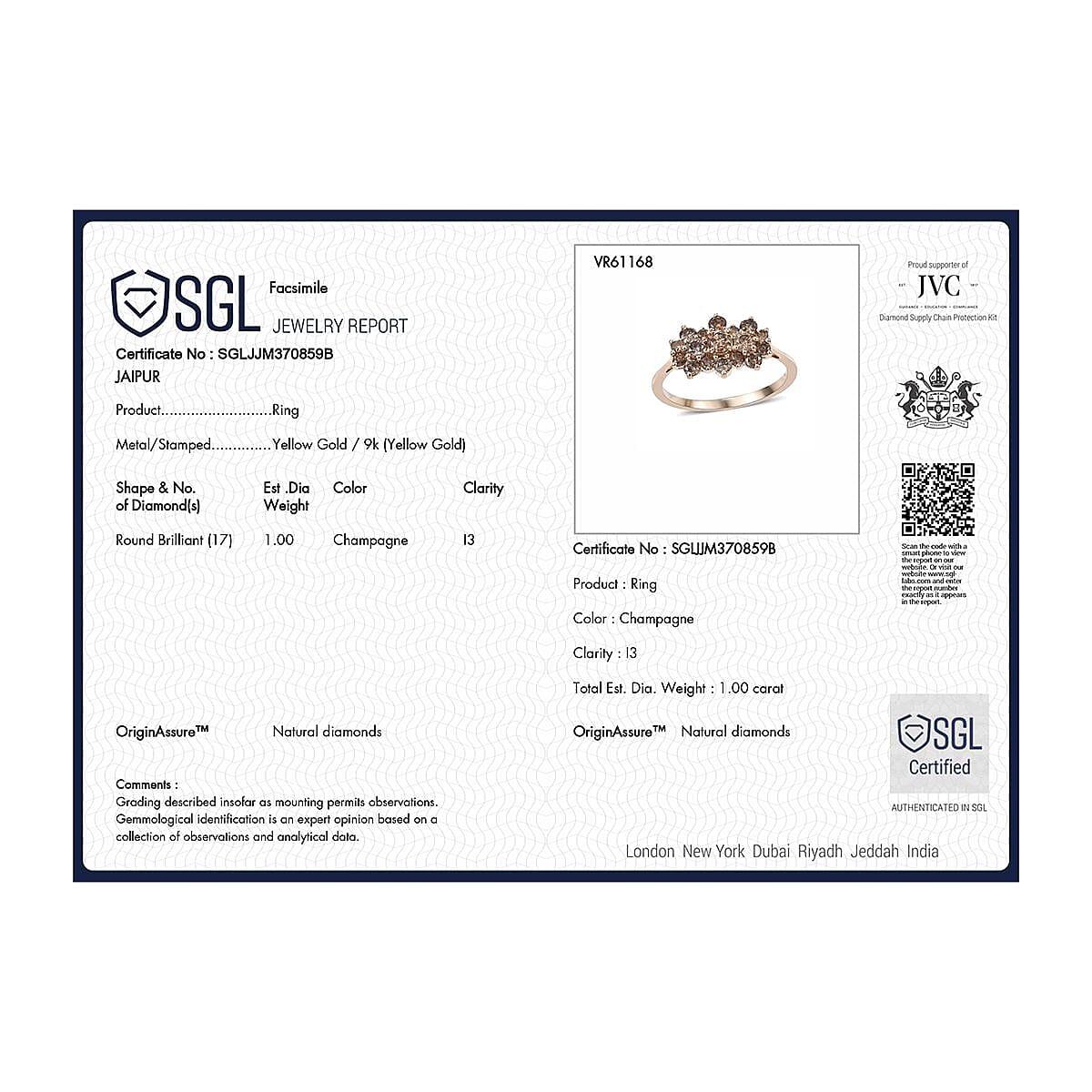 9K Yellow Gold SGL Certified Natural Champagne Diamond Boat Ring 1.00 Ct. 9K Yellow Gold SGL Certified Natural Champagne Diamond Boat Ring 1.00 Ct.
