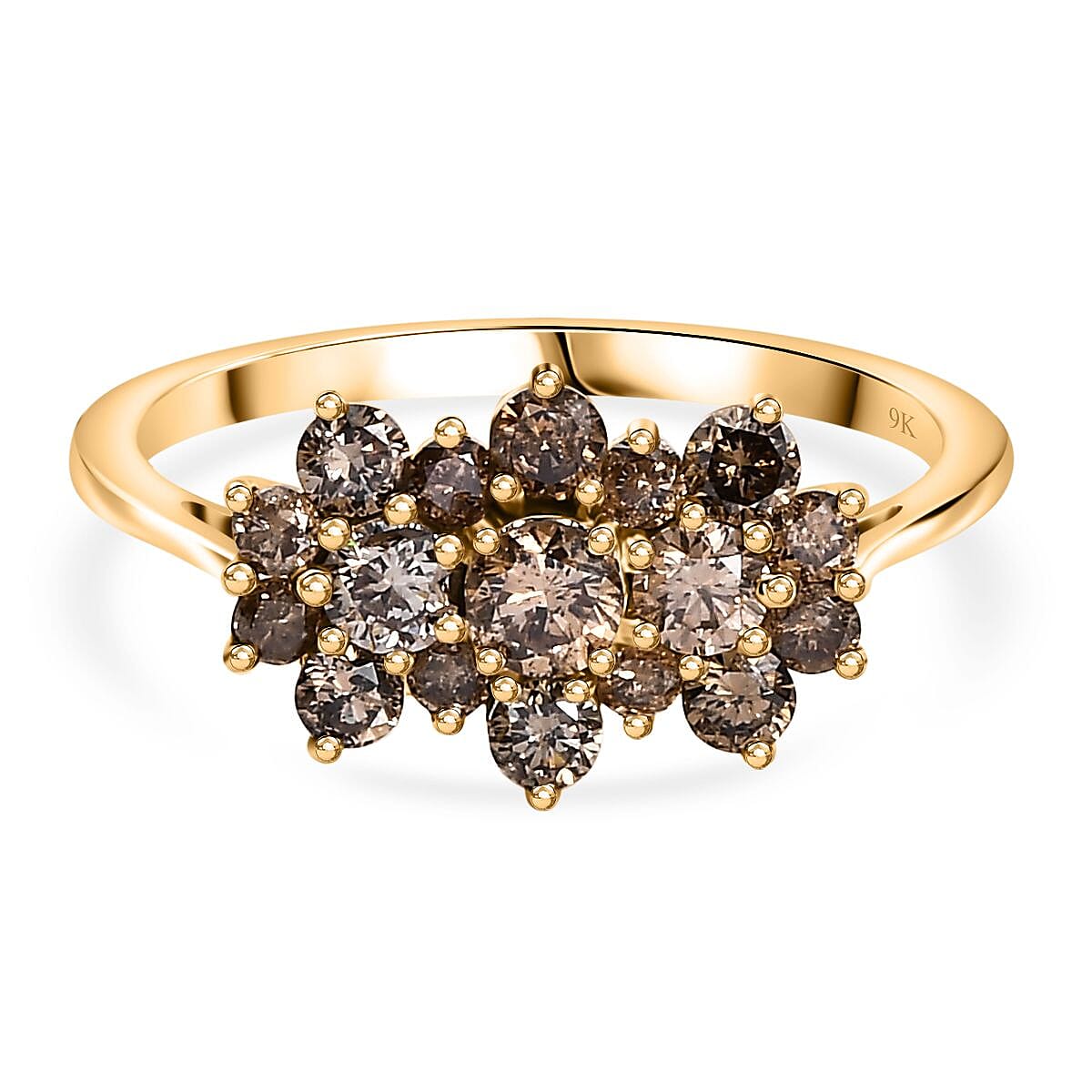 9K Yellow Gold SGL Certified Natural Champagne Diamond Boat Ring 1.00 Ct. 9K Yellow Gold SGL Certified Natural Champagne Diamond Boat Ring 1.00 Ct.