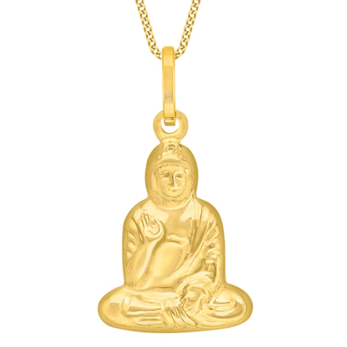 Superfind - 9K Yellow Gold Hand Carved Buddha Pendant