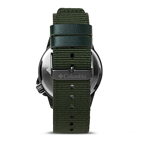 Columbia Viewmont Quartz Movt. 3ATM WR Gun IP Colour Black Dial Mens Watch with Green Colour Canvas Strap