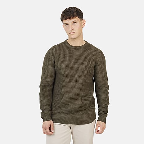 Brave Soul Acrylic Jumper - Khaki