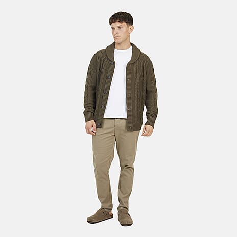Brave Soul Mens Shawl Neck Cardigan (Size - L) - Khaki