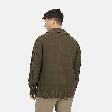 Brave Soul Mens Shawl Neck Cardigan (Size - L) - Khaki