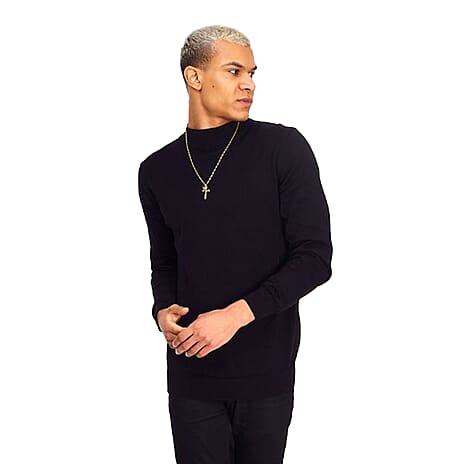 Brave Soul Men Turtle Neck Jumper (Size S) - Jet Black