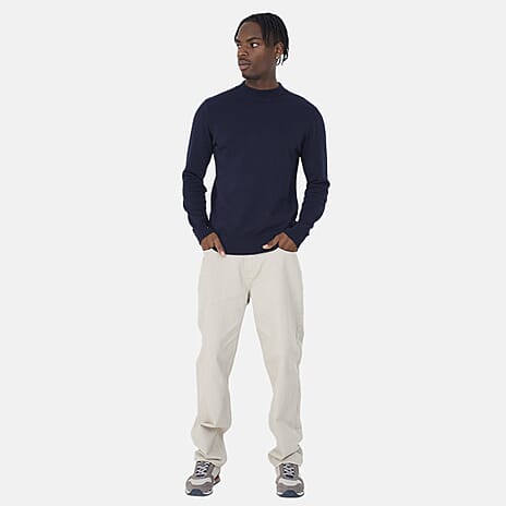 Brave Soul Men Turtle Neck Jumper (Size M) - Midnight Navy