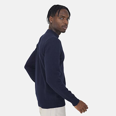 Brave Soul Men Turtle Neck Jumper (Size M) - Midnight Navy