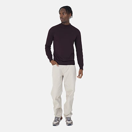 Brave Soul Men Turtle Neck Jumper (Size L) - Oxblood