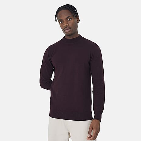 Brave Soul Men Turtle Neck Jumper (Size L) - Oxblood