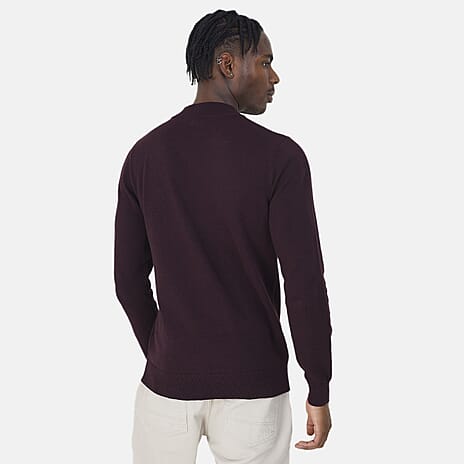 Brave Soul Men Turtle Neck Jumper (Size L) - Oxblood