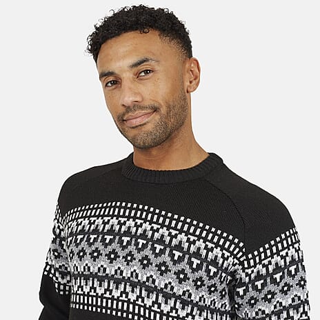 Brave Soul Men Raglan Sleeve Crew Neck Jumper (Size S) - Jet Black