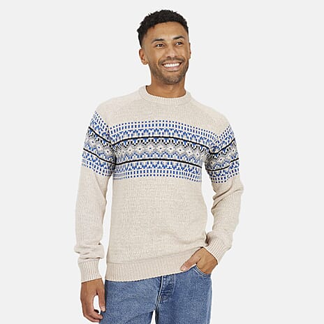 Brave Soul Men Raglan Sleeve Crew Neck Jumper (Size M) - Oatmeal