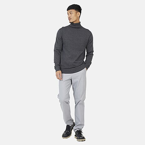 Brave Soul Mens High Roll Neck Jumper (Size L) - Dark Charcoal
