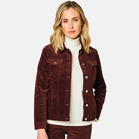 Emreco Corduroy Jean Style Stretch Jacket (Size 12) - Brown