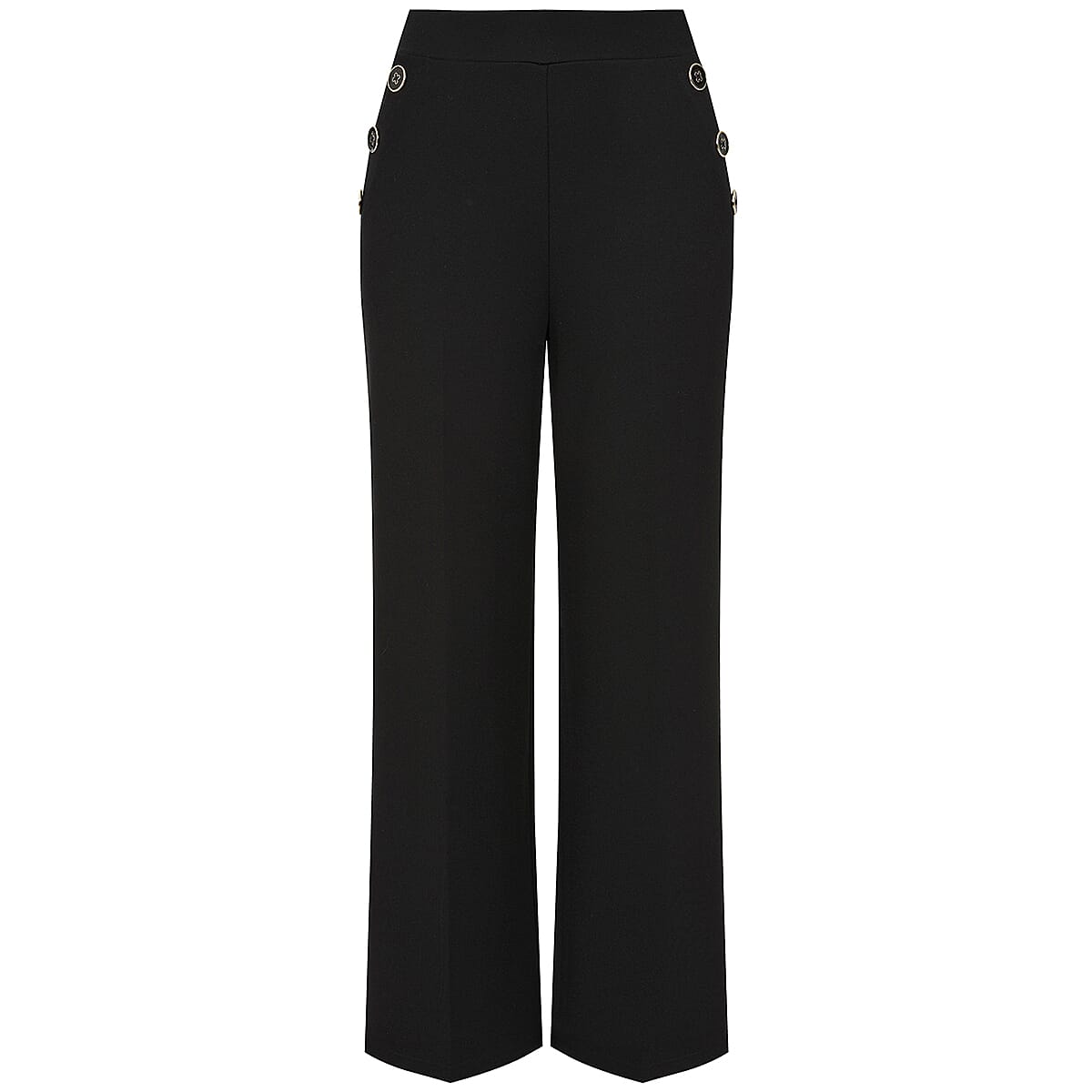 Emreco Button Ponte Wide Leg Trouser (Size 10) - Black