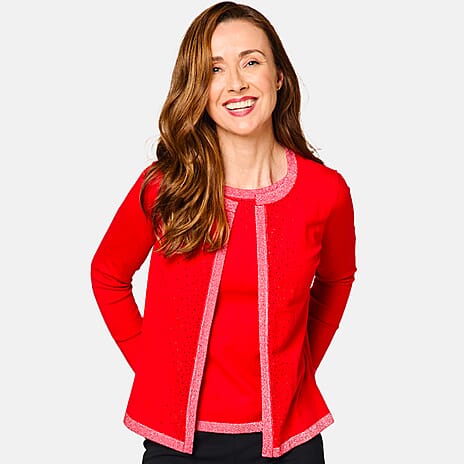 Emreco Twin Set with Lurex Trim & Heat Seal (Size 8  to 10) - Red