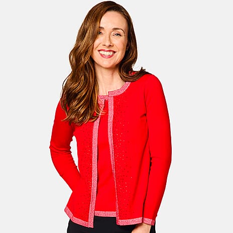 Emreco Twin Set with Lurex Trim & Heat Seal (Size 8  to 10) - Red