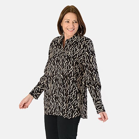 Emily 100% Viscose Printed Shirt (Size 12) - Mono