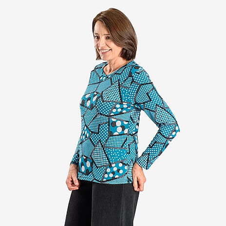 Sugar Crisp Full Sleeve Blouse (Size - M) - Blue