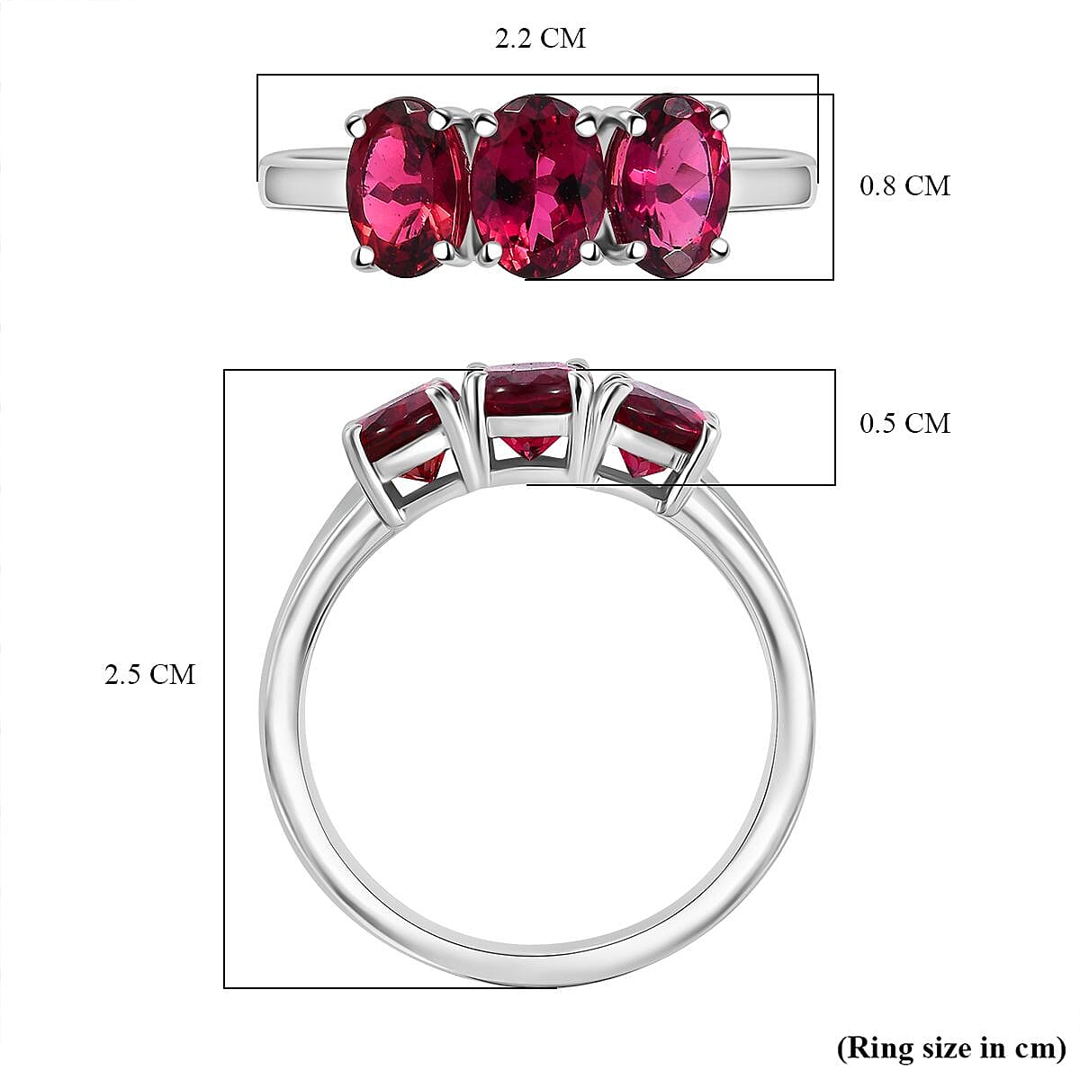 RARE FIND - RHAPSODY - 950 Platinum AAAA IBADAN Rubellite Trilogy Ring 2.45 Ct. RARE FIND - RHAPSODY - 950 Platinum AAAA IBADAN Rubellite Trilogy Ring 2.45 Ct.