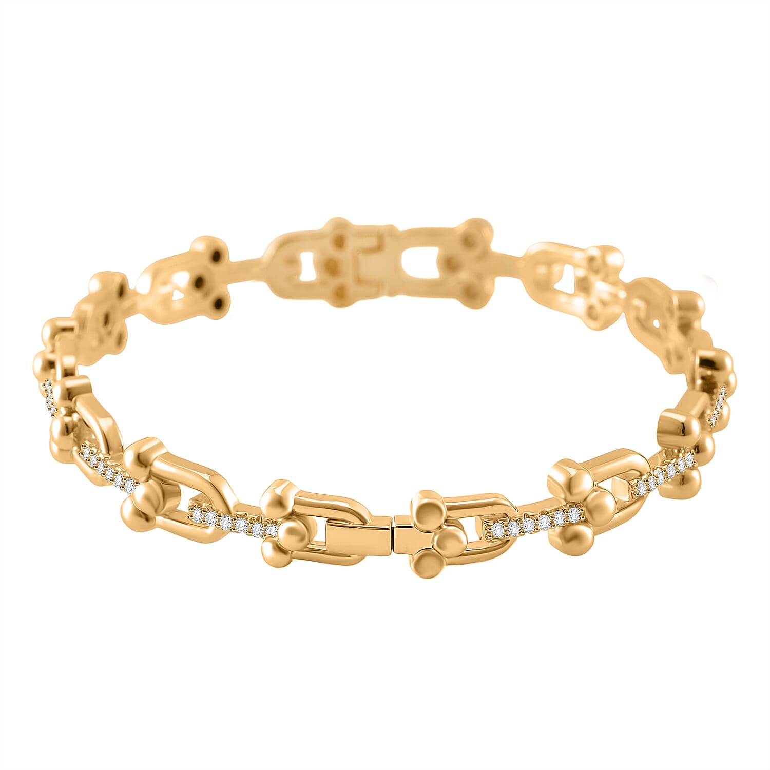 Designer Inspired - White Cubic Zirconia Bangle (Size - 7.5)