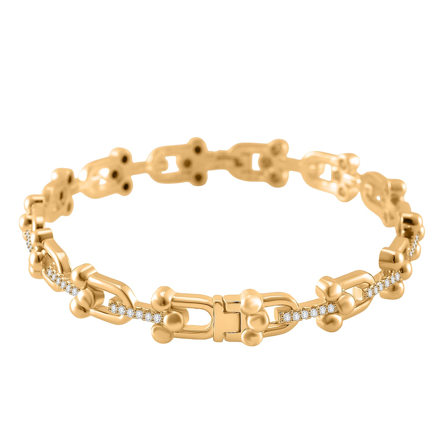 Designer Inspired - White Cubic Zirconia Bangle (Size - 7.5)