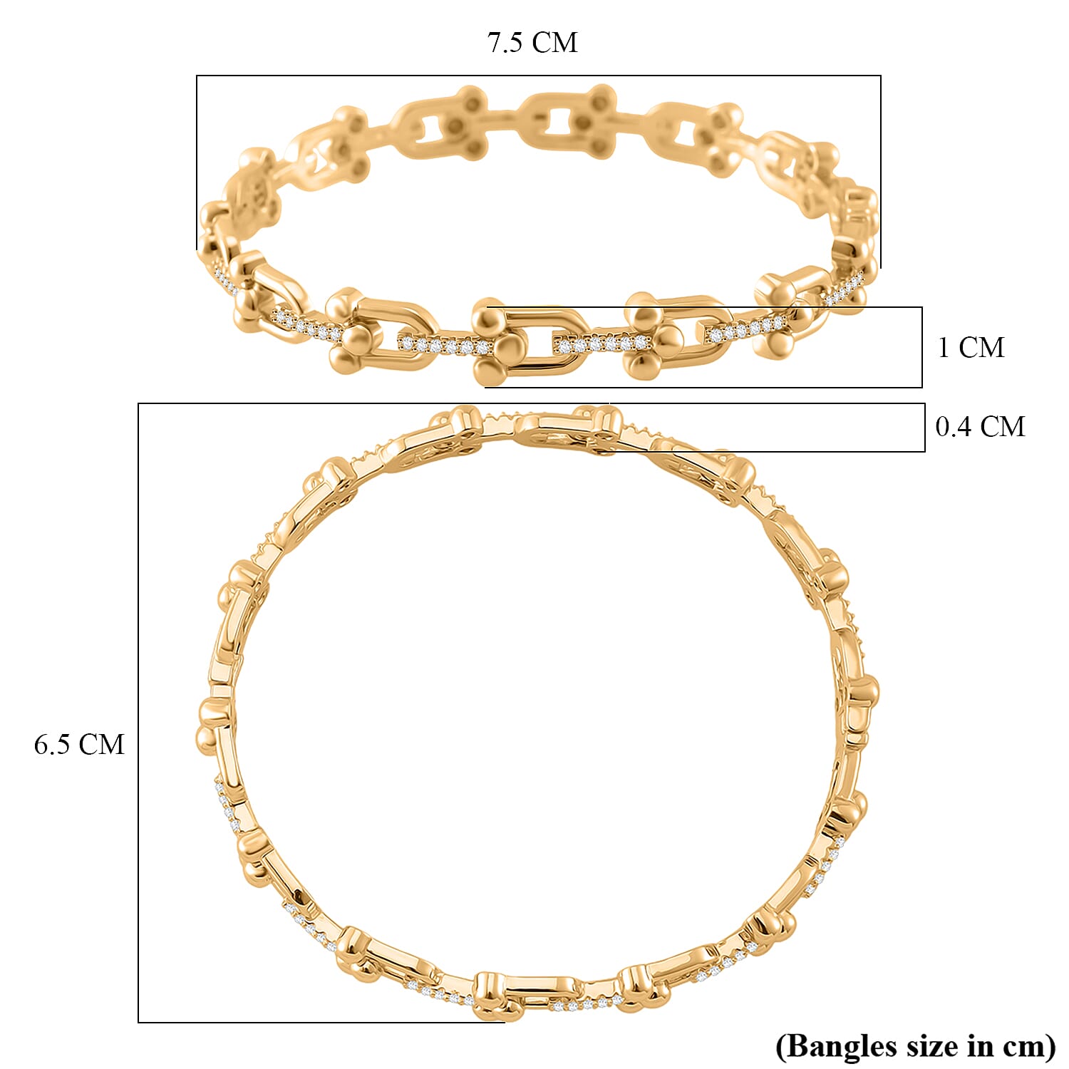 Designer Inspired - White Cubic Zirconia Bangle (Size - 7.5)