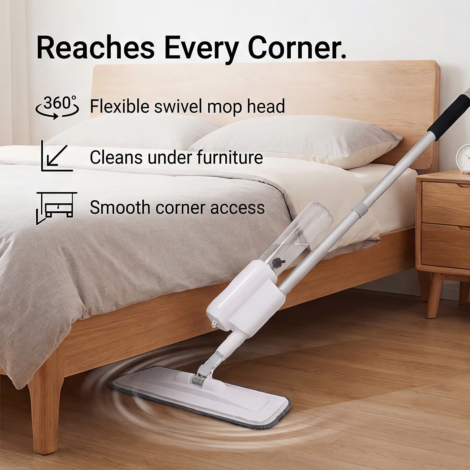 Joylift 2 in 1 Spray Mop & Window Cleaner (Large Microfibre Mop Head, Squeegee Head and Removable Water Tank) - Grey & White