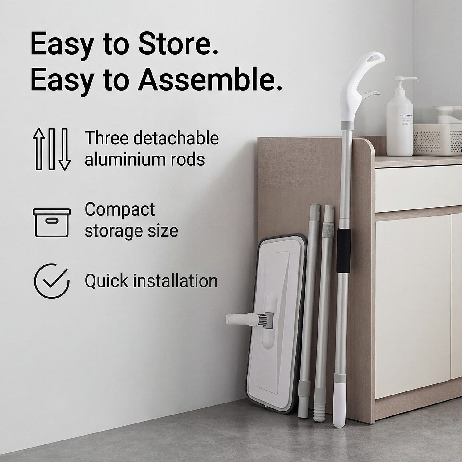 Joylift 2 in 1 Spray Mop & Window Cleaner (Large Microfibre Mop Head, Squeegee Head and Removable Water Tank) - Grey & White