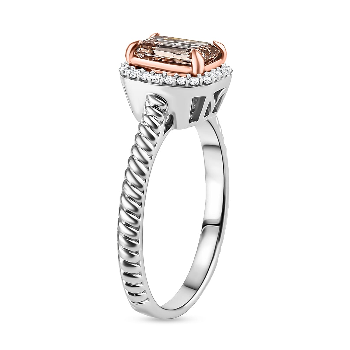 Luxuriant 14K White & Rose Gold Lab Grown Pink Diamond (VS-SI) & Lab Grown Diamond (SI-GH) Ring 1.10 Ct.