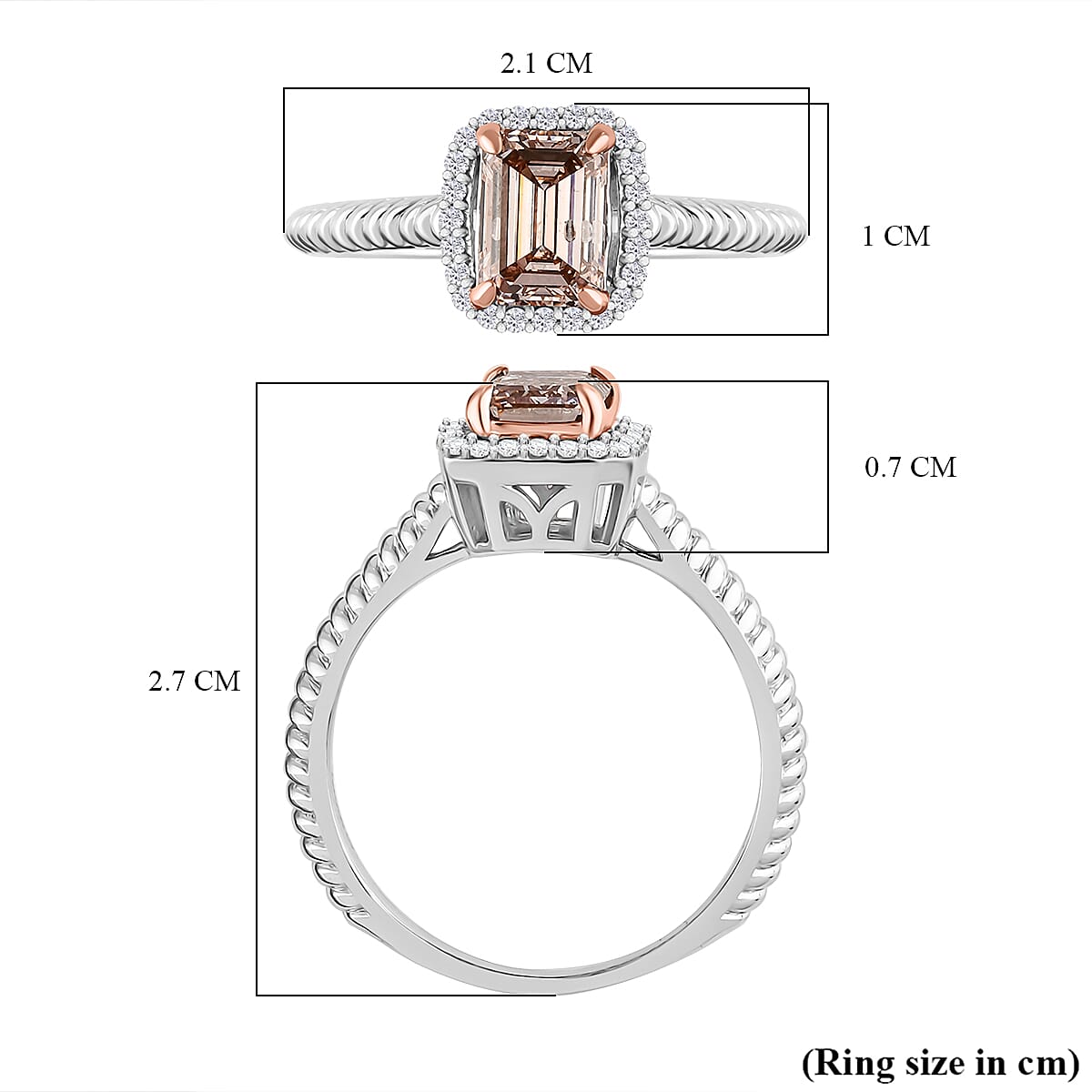 Luxuriant 14K White & Rose Gold Lab Grown Pink Diamond (VS-SI) & Lab Grown Diamond (SI-GH) Ring 1.10 Ct.