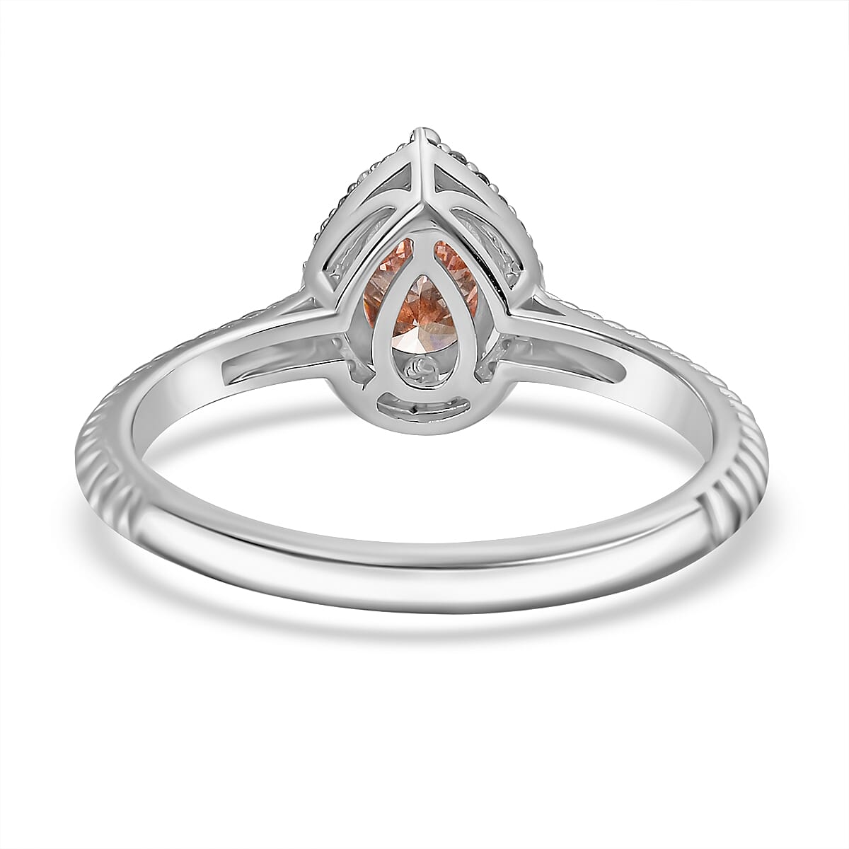 Luxuriant Diamond - 14K White & Rose Gold (VS-SI) Lab Grown Pink & (I1-G-H) White Diamond Tear Drop Ring 1.10 Ct. Luxuriant Diamond - 14K White & Rose Gold (VS-SI) Lab Grown Pink & (I1-G-H) White Diamond Tear Drop Ring 1.10 Ct.