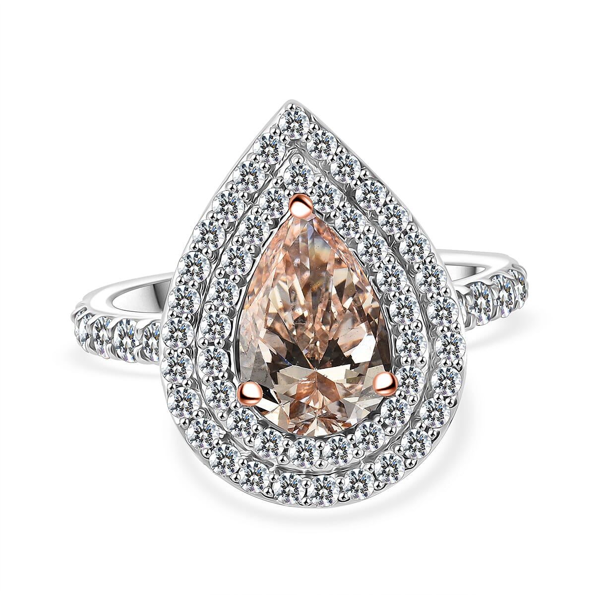 Luxuriant Diamond Pink & White Lab Grown Diamond (VS-SI-GH) Ring 2.50 Ct in 14K White & Rose Gold