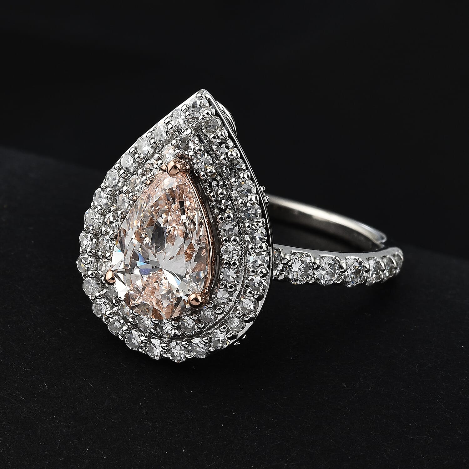 Luxuriant Diamond Pink & White Lab Grown Diamond (VS-SI-GH) Ring 2.50 Ct in 14K White & Rose Gold