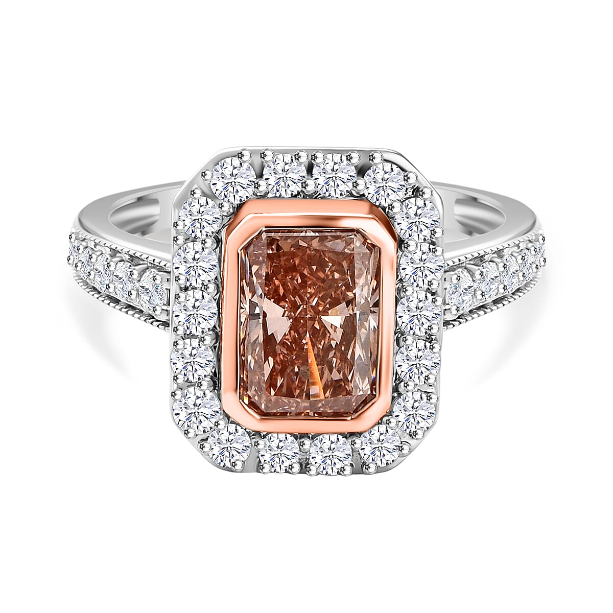 Luxuriant 14K White & Rose Gold (VS-SI) Pink Diamond (SI-GH), Lab Grown Diamond Ring 2.74 Ct.