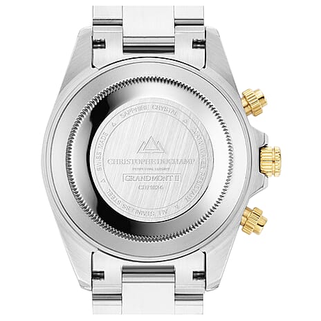 Christoph Duchamp Grand Mont Ceramic Swiss Movt. 20ATM WR Black Dial Watch with Stainless Steel Strap in Dual Tone