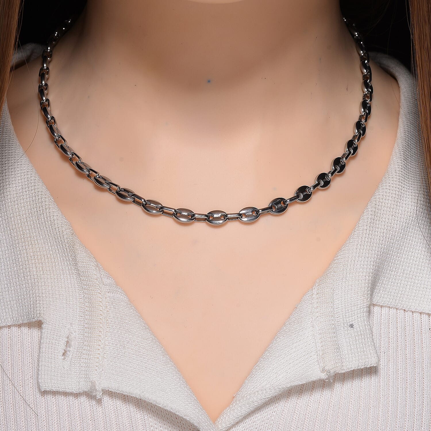 Mariner Necklace (Size - 16 - 2 Ext) with Lobster Clasp in Silver Tone