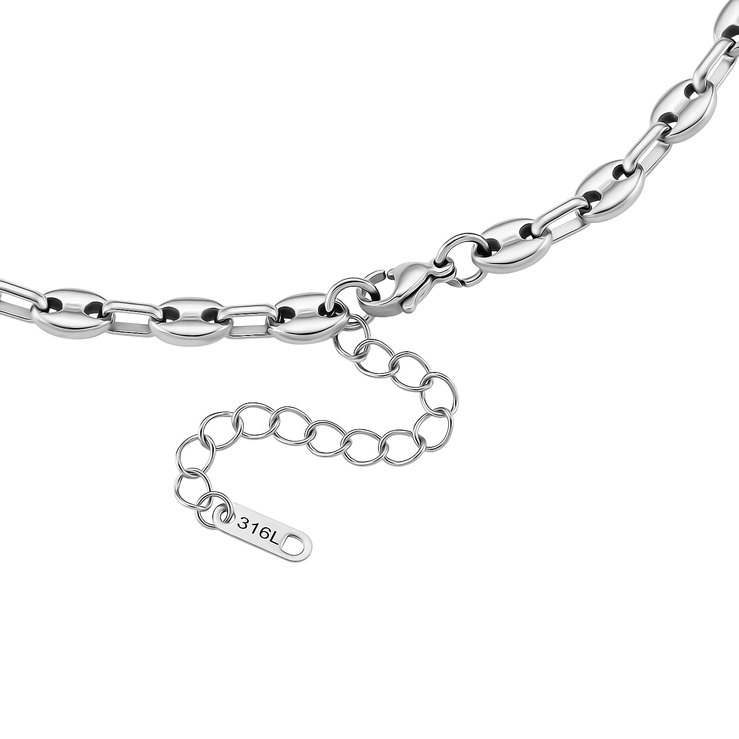 Mariner Necklace (Size - 16 - 2 Ext) with Lobster Clasp in Silver Tone