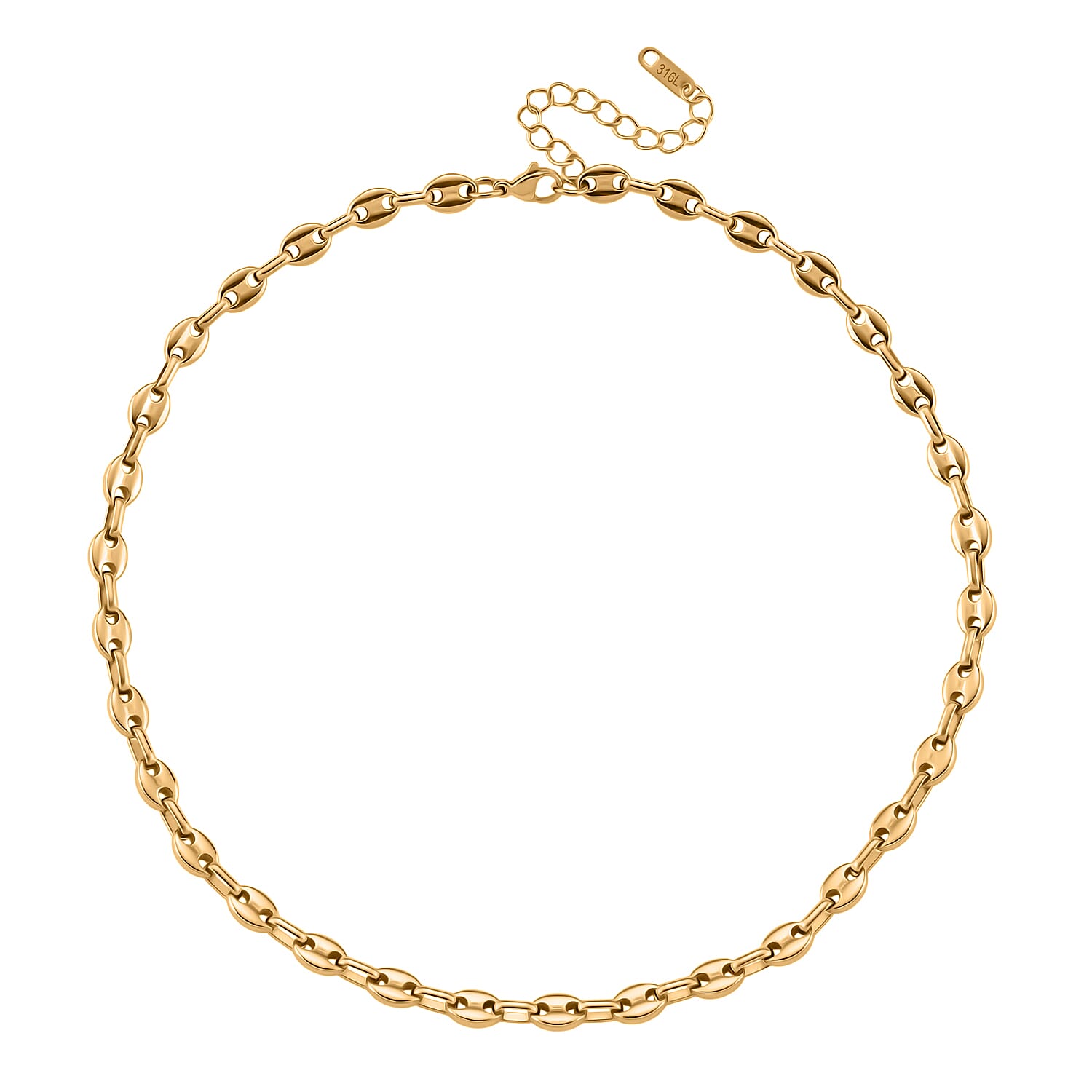 Mariner Necklace (Size - 16 - 2 Ext) with Lobster Clasp in Yellow Gold Colour Tone