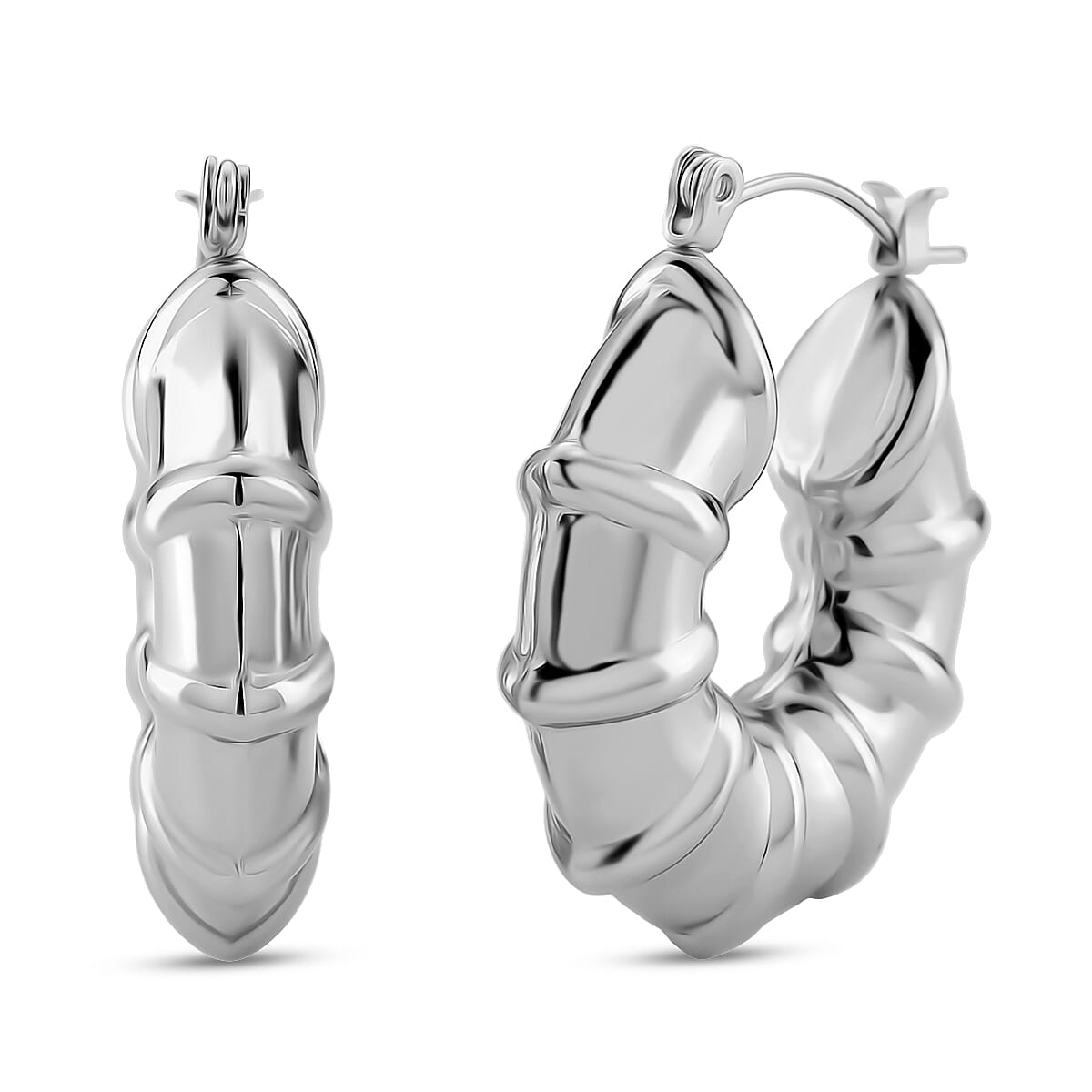 Earring with Clasp in Silver Colour Tone