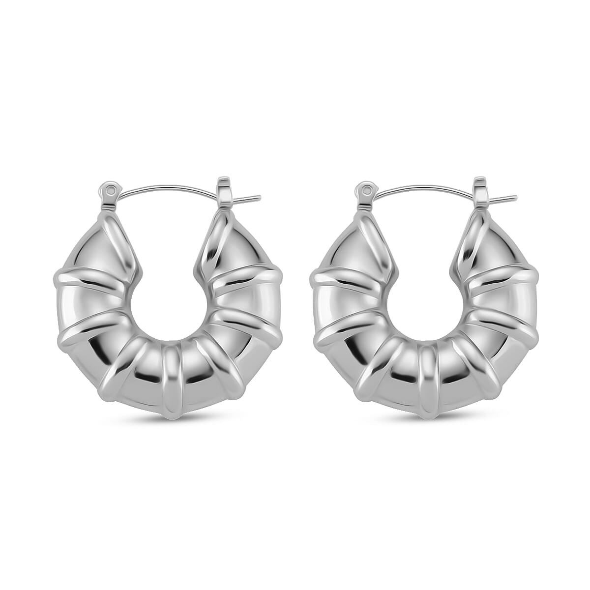 Earring with Clasp in Silver Colour Tone