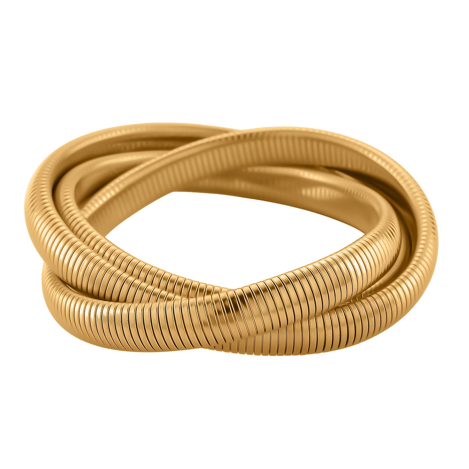 Designer Inspired  - Bangle (Size 7.5 Strechable) in Yellow Gold Plated