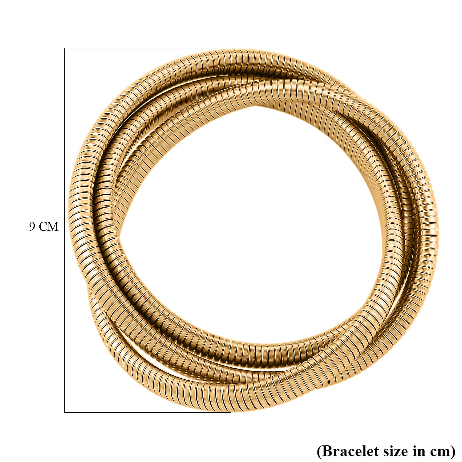 Designer Inspired  - Bangle (Size 7.5 Strechable) in Yellow Gold Plated
