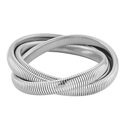 Designer inspired - Triple Layer Bangle (Size 7.5 Stretchable) in Silver tone