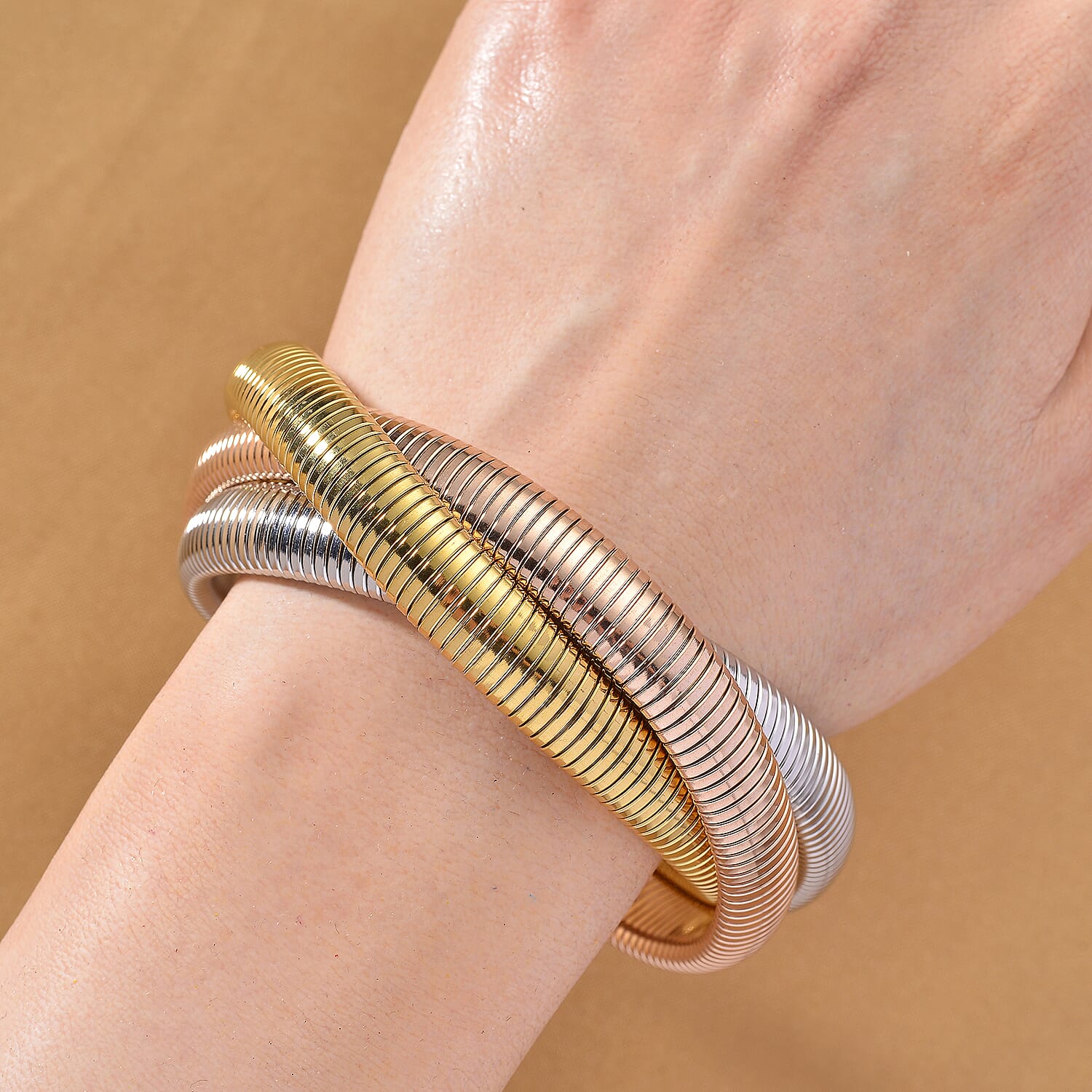 Designer Inspired Bangle (Size 7.5 Strechable) in Tricolor